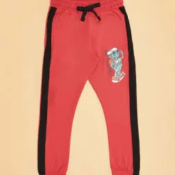 Pantaloons Junior Boys Poppy Red Cotton Printed Track Bottoms & Joggers image 2