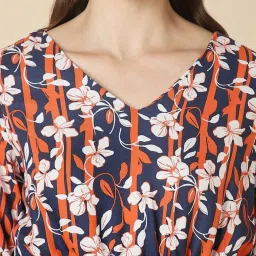 Allen Solly Navy & Orange Printed Top image 5