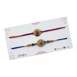 eCraftIndia Set of 2 Peacock Rakhis for Brothers with Sibling Agreement & Roli Chawal Pack image 5