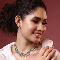 Panash Silver Plated Stones Studded & Beaded Jewellery Set-picture-4