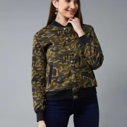DOLCE CRUDO Olive Camo Print Jacket-image-7