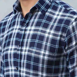 Indian Needle Blue Regular Fit Checks Shirt image 5