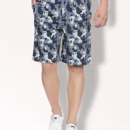 Van Heusen Blue Cotton Regular Fit Printed Shorts-picture-41