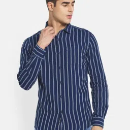 METTLE Blue Regular Fit Striped Shirt-picture-19