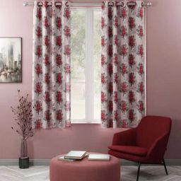 Bianca SANTORO Pink Faux Silk 5 Ft. Window Curtain - Set of 2-picture-21