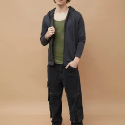 Fame Forever by Lifestyle Grey Melange Regular Fit Hooded Sweatshirt image 5