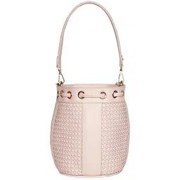 Saint G Pink Textured Medium Bucket Bag image 5