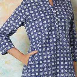 Melange by Lifestyle Purple Cotton Printed A Line Kurta image 5