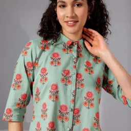 Libas Green Cotton Printed Shirt & Pyjama Set image 5