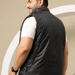 Sztori Plus Size Mock Collar Paneled Gilet image 5