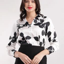 Fablestreet White & Black Floral Print Shirt-picture-22