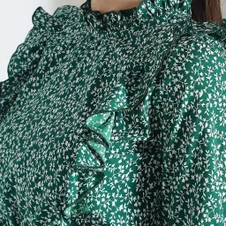 Kotty Green & White Printed Fit & Flare Dress image 5