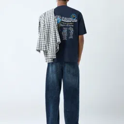 nuon men Nuon by Westside Blue Washed Barrel-Fit Mid-Rise Jeans image 2