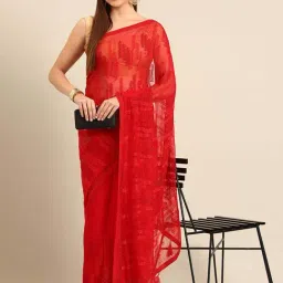 MAHALASA Red Embroidered Saree With Unstitched Blouse-picture-35