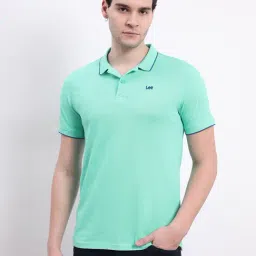 Lee Green Slim Fit Cotton Polo T-Shirt-image-13