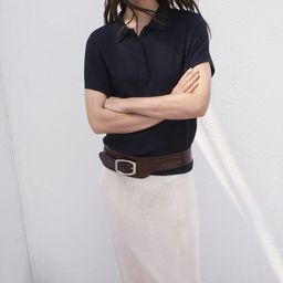 MANGO Ribbed Polo Collar Extended Sleeves T-shirt-picture-44