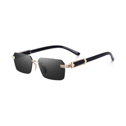 Being Better Unisex Black Lens & Black Rectangle Sunglasses with image 3
