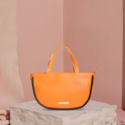 Caprese Orange Solid Medium Handbag-picture-15