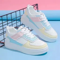 Shoetopia Kids White & Blue Casual Sneakers-image-84