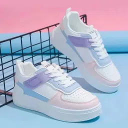 Shoetopia Kids White & Pink Casual Sneakers-picture-16
