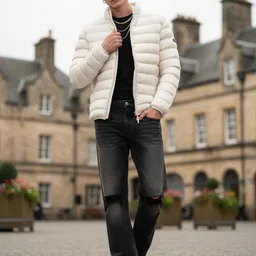 glitchez Mock Collar Padded Jacket image 3