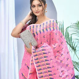 DESH BIDESH Woven Design Pure Cotton Jamdani Saree-image-97