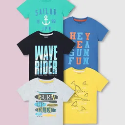 max Boys Pack of 5 Graphic Printed T-shirt image 1