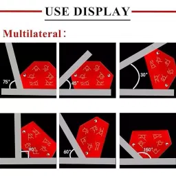 TileMaster Multi-Angle Magnetic Welding Clamp Set 45°, 90°, 105°, 120°, 135° 50 mm Throat Depth 10 cm Clamping Mild Steel Red, TM-16 (Set of 6) image 4