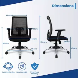 Vergo Oasis MB Black Mid Back Mesh Office Chair with Lumbar Support, Adjustable Armrests image 2