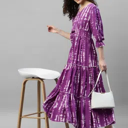 Krunal Raiyani Tie And Dye Dyed Tiered V-Neck Fit & Flare Maxi Dress-picture-20