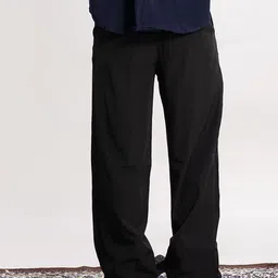 Me Craft Men Relaxed Straight Leg Flared High-Rise Trousers image 4