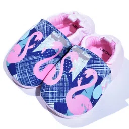Kidofash Swan With Abstract Lines Printed Booties - Blue & Pink image 1