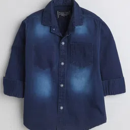 Polka Tots  Full Sleeves Wash Effect Denim Shirt - Blue-picture-18
