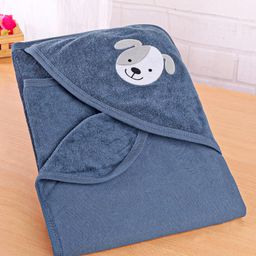 Simply Terry Knit Hooded Towel With Puppy Patch L 80 x B 80 - Navy Blue-picture-35