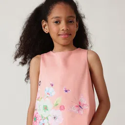 One Friday Sleeveless Floral Printed Top - Peach image 1