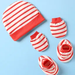 Ben Benny Interlock Knit Cap Mitten & Booties Set with Stripes White - Diameter 11.5 cm-picture-30