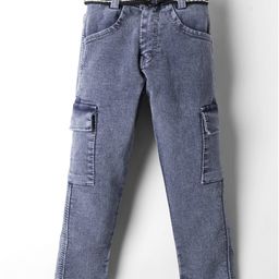 Rikidoos Denim Woven Washed Jeans With Belt - Blue-picture-24