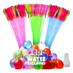 Bubble Trouble Rubber Holi Magic Water Balloons Pack for Kids Vibrant Colors Quick Fill Easy Tie with 1 Universal Tap Adapter Water Balloon Fight Holi Celebrations for Unisex (Pack of 111),Multicolor-image-0