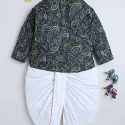 BAATCHEET Cotton Woven Full Sleeves Paisley Printed Dhoti Kurta Set - Black-picture-36