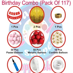 Shopperskart Happy Birthday Balloon Combo Red - Pack Of 117 image 2