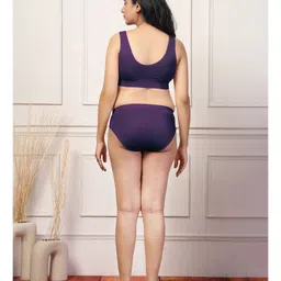 Zelena Modal Padded Solid Maternity Bra With Front Open Nursing Access - Wine image 3