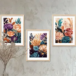 walllane Floral Wall Art With Frame Home Decor Wall Painting For Living Room Office Bedroom image 3
