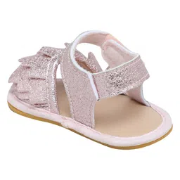 Baby Moo Frill Foil Detailed With Velcro Closure Anti Skid Sandals - Pink image 4