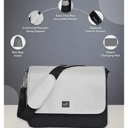 Mi Arcus Diaper Bag with Diaper Changing Sheet & One Wet Bags for Multipurpose, Travel for Mom and Dad- Light Grey image 3