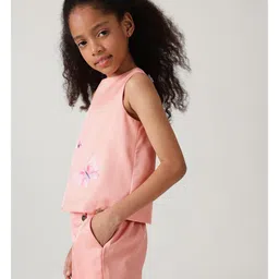 One Friday Sleeveless Floral Printed Top - Peach image 4