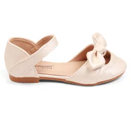 Cute Walk by Babyhug Velcro Closure Ballerina with Bow Applique - Beige image 3