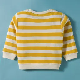 ToffyHouse Knitted Full Sleeves T-Shirt & Joggers Set with Stripes & Animal Print - Yellow & White image 3