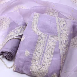 Meena Bazaar Floral Embroidered Thread Work Organza Unstitched Dress Material-picture-39