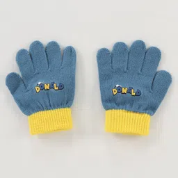 Babyhug Woollen Cap & Gloves Set With Pom Pom Detailing & Donald Duck Print Blue - Diameter 10.5 cm image 4