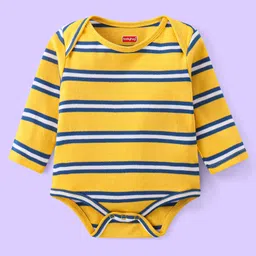 Babyhug 100% Cotton Full Sleeves Onesies Baby Leopard Print Pack of 3 - Blue & Yellow image 4